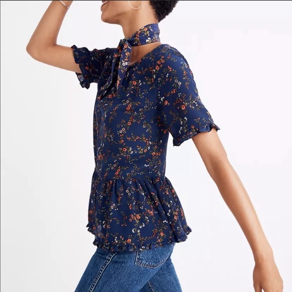 Madewell Tops - MADEWELL Silk Stanza Ruffle Hem Blouse